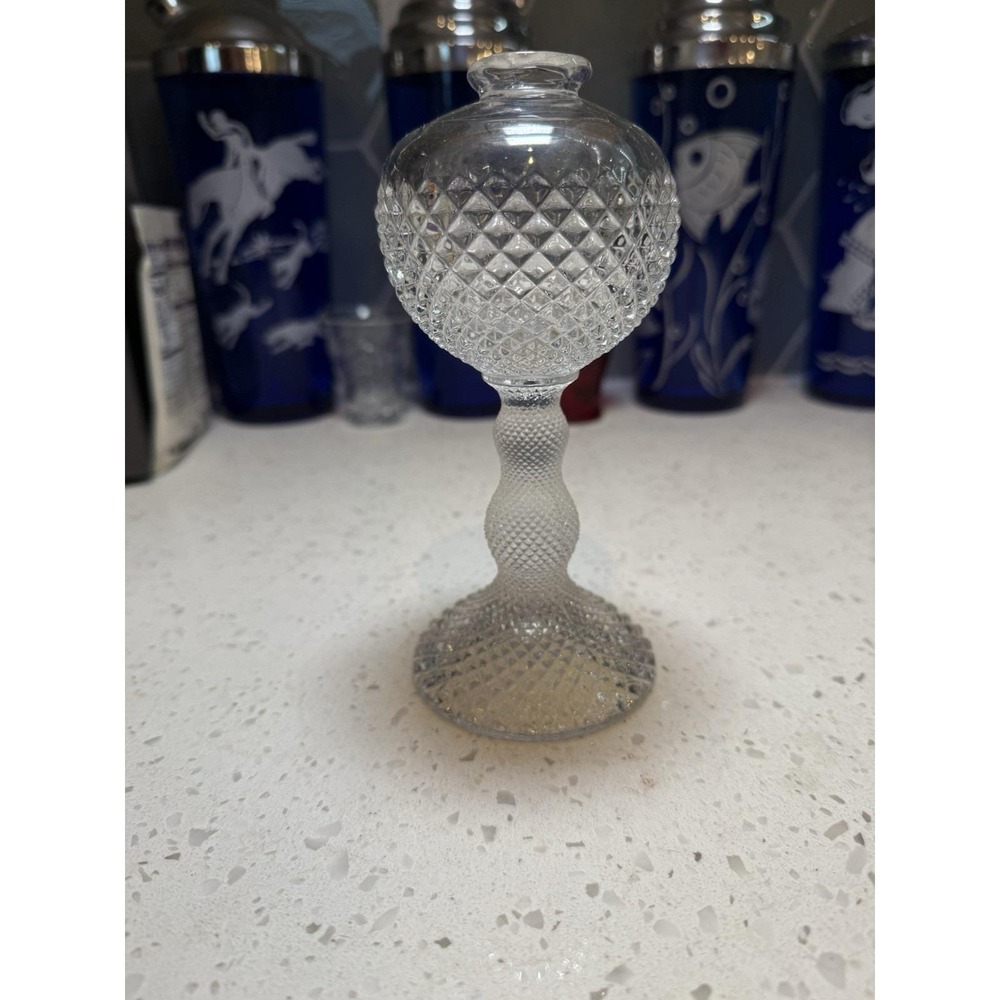 Westmoreland Glass English Hobnail Diamond Point Crystal Clear Oil Lamp Base